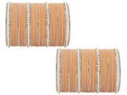 NMII Metal with Cubic Zirconia and Pearls Velvet Bangles For Women and Girls