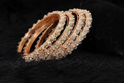 NMII Alloy Metal Bangles Set For Girls and Women Studded American Diamond and Pearls | Diamond Bangles | Metal bangles | Women's Bangle - Pack Of 4 Kada