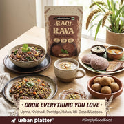 Urban Platter Ragi Rava, 500g (Naturally Gluten-free | Source of Protein & Fibre | A Smart Swap for Regular Sooji | Perfect for Upma, Khichdi, Idli, Dosa, Halwa, & More)