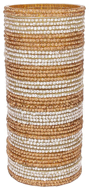 NMII Glass with Zircon Gemstone Studded Sleek Finish Bangles Set For Women and Girls