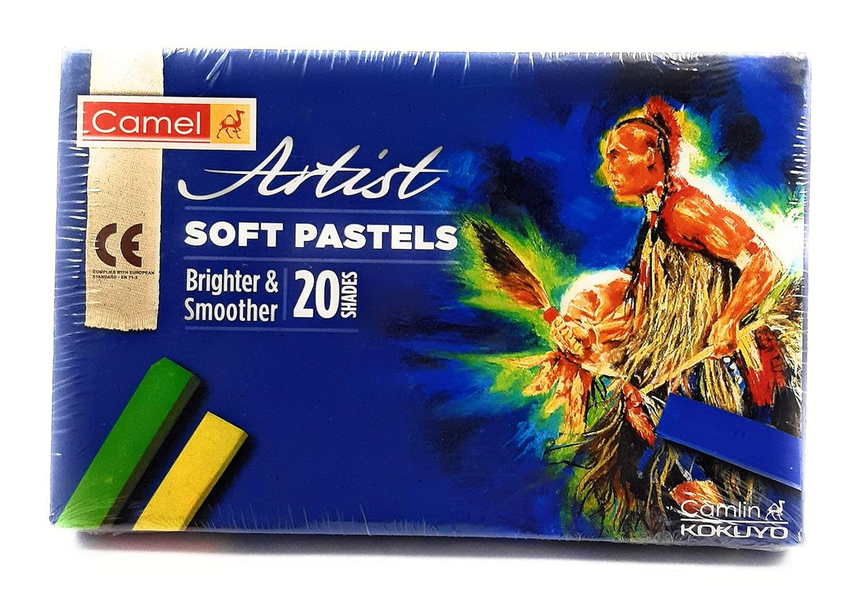 Camel Camlin Kokuyo Multicolor Pack Of 18 Shade Bottles 10Ml Each, 1 Palette, 1 Brush & Assorted 20-Shade Soft Pastel Set