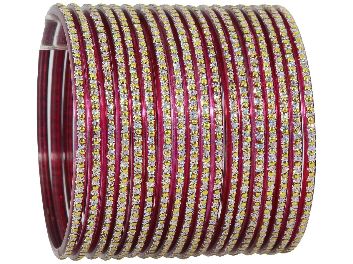 NMII Glass with Polka Dots & Glitter Stylish Fancy Bangles Set For Women & Girls | Glass Bangles | Traditional Women Bangles - Pack of 36 Bangle