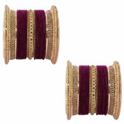 NMII Non-Precious Metal with Base Metal and Studded with Zircon Gemstone Glossy Finished Traditional Velvet Bangle Chuda set for Women and Girls