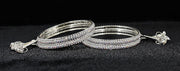 NMII Alloy Metal With Zircon Gemstone and Bells Latkan Linked Traditional Bangles Set For Girls and Women