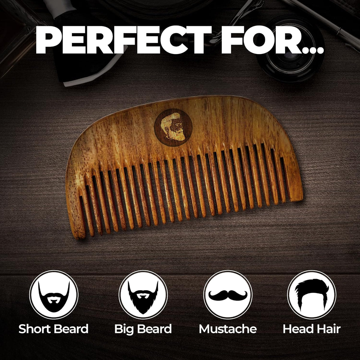 Beardo Compact Wooden Comb | Style your beard hassle-free | Pocket-size Elegant Comb for hair & Beard styling | Light Weight For Healthy & Stylish Beard