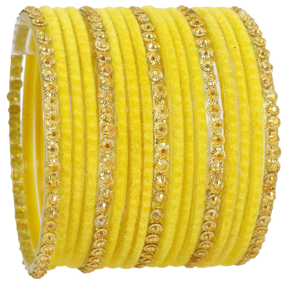 NMII Premium Glass & Golden Beads Velvet Bangle Set For Women and Girls | Velvet Chudi | Traditional Chudi Set | Designer Girl's Bangles Bracelet | Wedding, Party, Festive, Daily- Set of 34