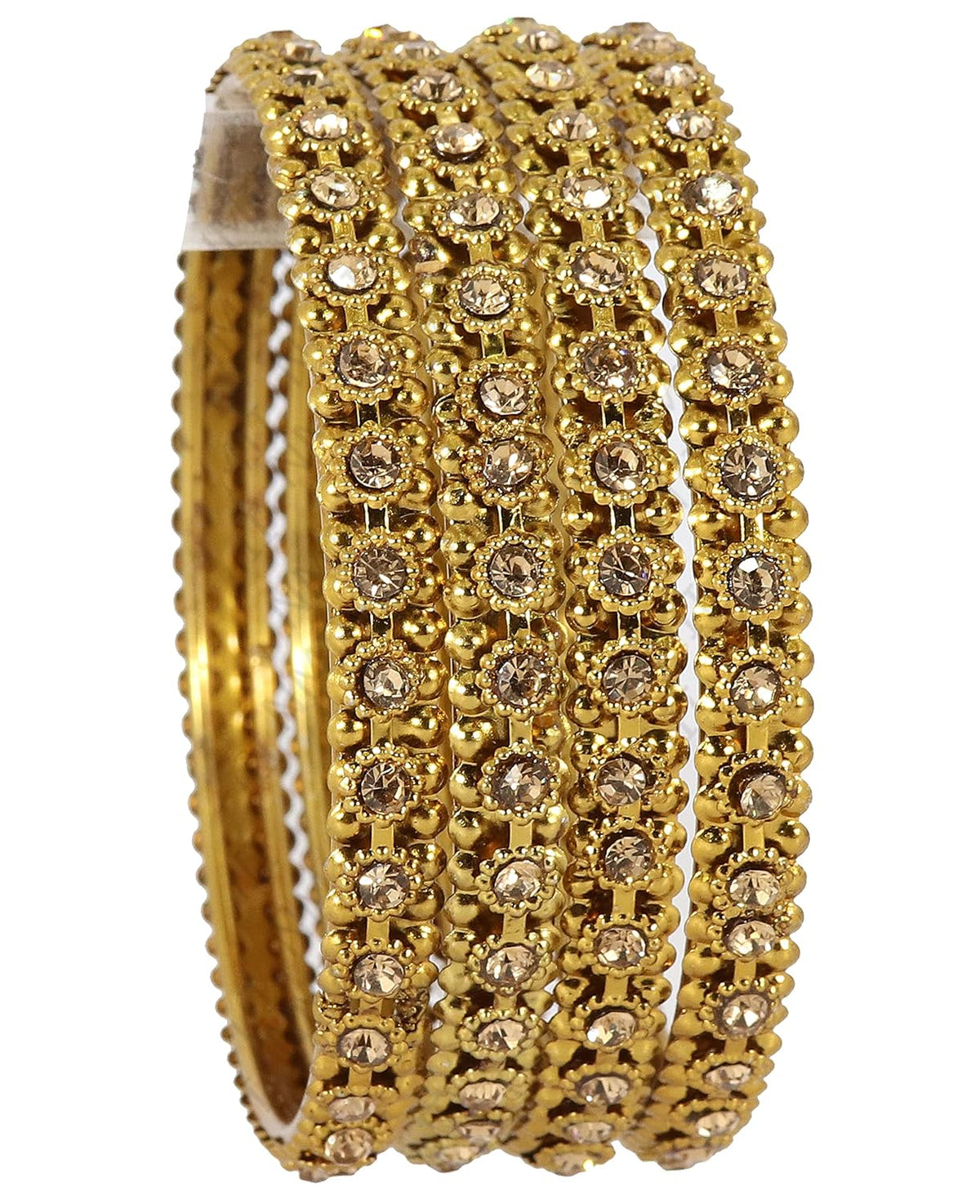 NMII Metal with Zircon Gemstone Studded Kada set for Women/Girls