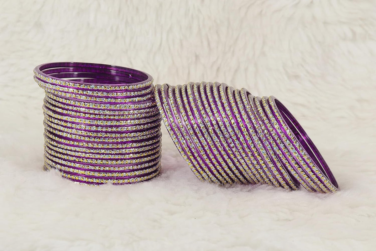 NMII Glass with Polka Dots & Glitter Stylish Fancy Bangles Set For Women & Girls | Glass Bangles | Traditional Women Bangles - Pack of 36 Bangle