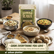 Urban Platter Jowar Rava, 500g (Naturally Gluten-free | Source of Protein & Fibre | A Smart Swap for Regular Sooji | Perfect for Upma, Khichdi, Porridge, Halwa & More)