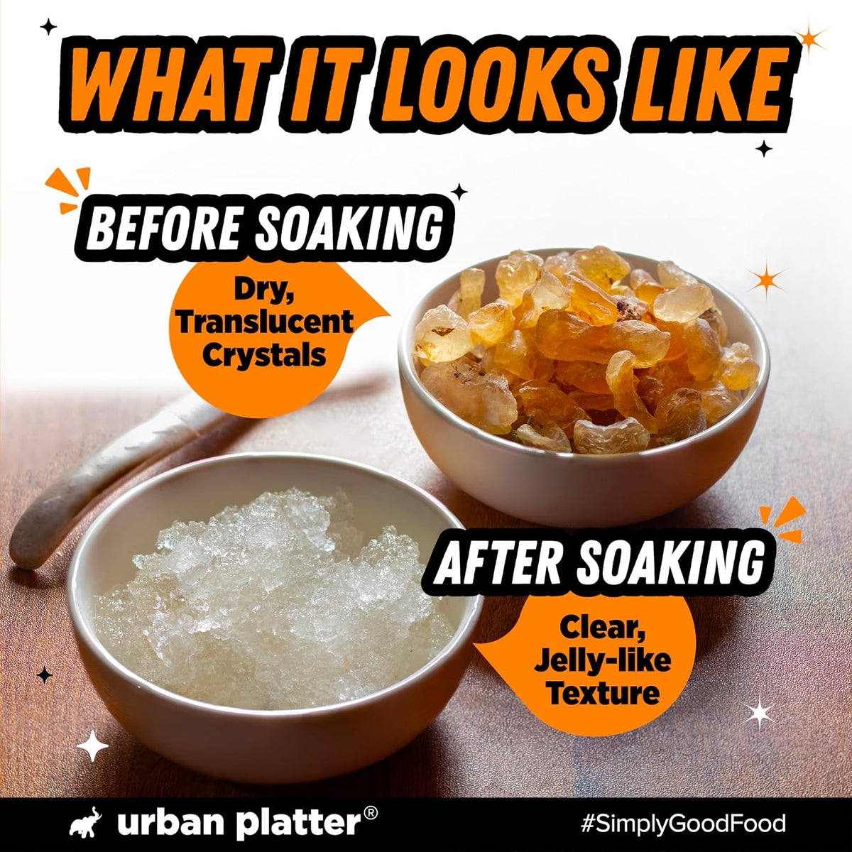 Urban Platter Gond Katira Crystals, 300g (Traditional Cooling Ingredient, Badam Pisin, Edible Gum)