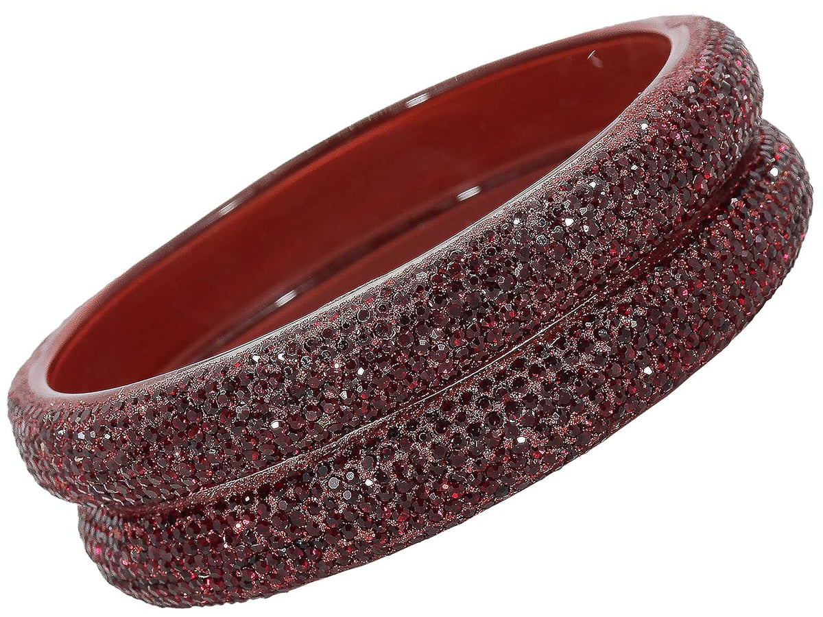 NMII Glass with Zircon Gemstone and Glitter Kada Set For Women and Girls