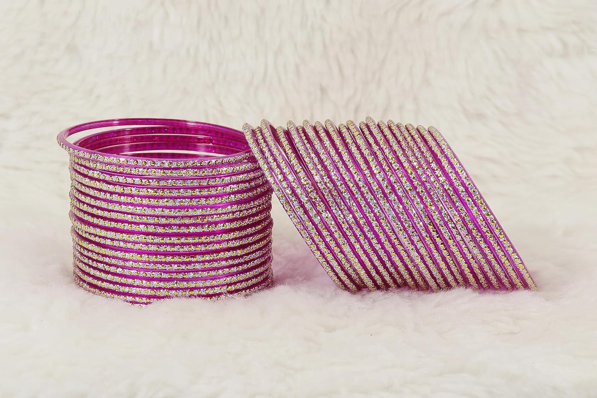 NMII Glass with Polka Dots & Glitter Stylish Fancy Bangles Set For Women & Girls | Glass Bangles | Traditional Women Bangles - Pack of 36 Bangle