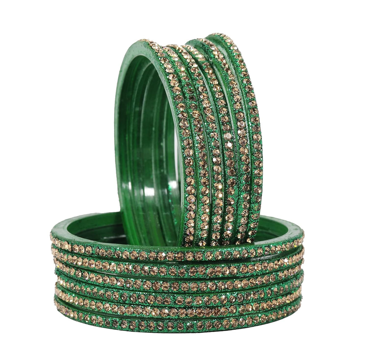 NMII Glass Glossy Zircon Gemstone Worked Kada Set For Women/Girls