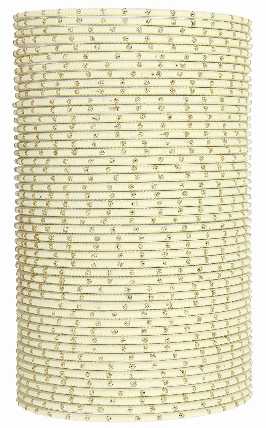 NMII Glossy Metal Bangle Set for Women & Girls on Wedding (Cream-2.4)