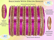 NMII Non-Precious Metal Base Metal With Zircon Gemstone and Linked With Ball Chain and Plane Bangles Set For Women and Girls