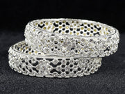 NMII Alloy Metal with Zircon Gemstone Studded Kada Set For Women and Girls