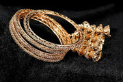 NMII Set of 4 Gold Plated Metal Latkan Bangle Set For Girls & Women with Diamond Stone | Fancy Women's Bangles | Traditional Jhumka Latkan Design Bangles | Fashion Jewelry - Set of 4 Bangles