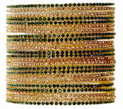 NMII Non-Precious Metal Base Metal with Zircon Gemstone Studded worked Glossy Finished Bangle Set For Women and Girls