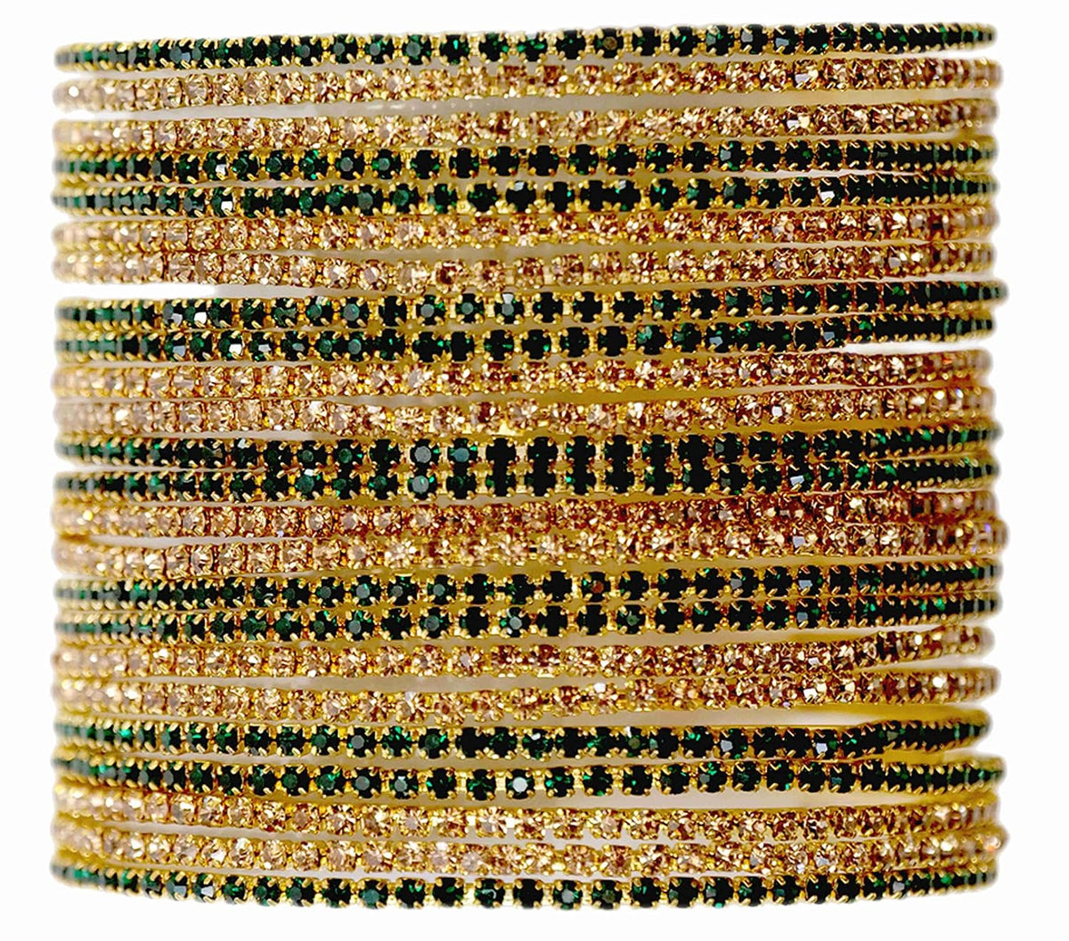 NMII Non-Precious Metal Base Metal with Zircon Gemstone Studded worked Glossy Finished Bangle Set For Women and Girls