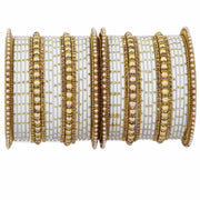 NMII Non-Precious Metal with Base Metal and Studded with Zircon Gemstone or Pearls Glossy Finished Traditional Bangle set for Women and Girls