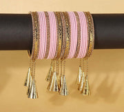 NMII Fancy Golden Latkan Metal Bangles Set For Women & Girls with Zircon Diamond & Velvet Finish | Stylish Women's Chuda Bangles | Girl's Bangles Bracelet For Wedding, Party, Occasion Wear-Set of 32