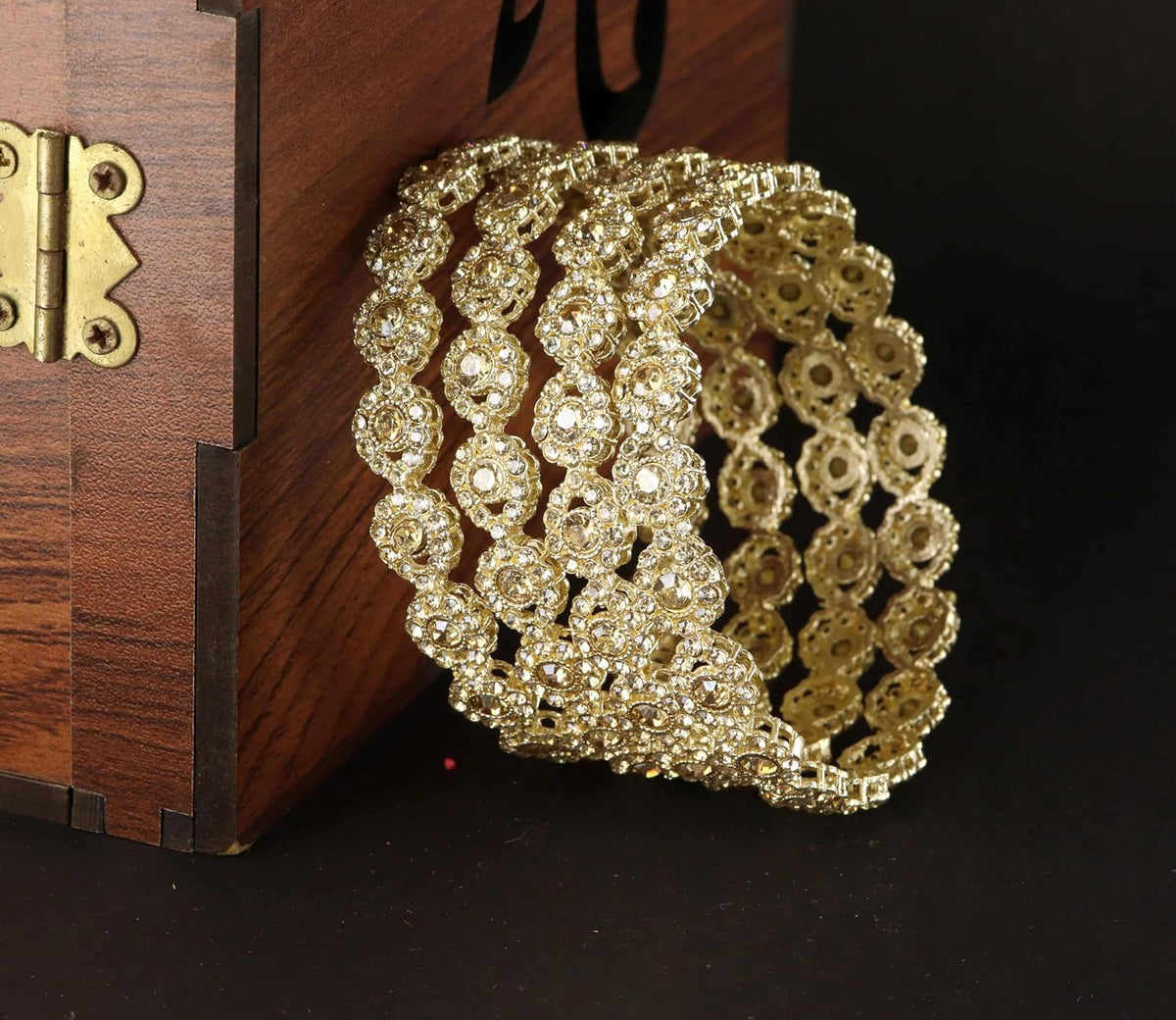 NMII Gold Plated Metal with Zircon Stone Bangles Pacheli Style Trendy Kada Set For Girls & Women | Traditional Rajwadi Bangles | Women's Bangles Bracelet | Kada For Women- Set of 2