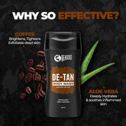 Beardo De-tan Har Roz Kit For Men (Set of 3) | Detan Face Wash & Detan Scrub & Detan Body Wash with Powerful Coffee Extract for Tan Removal | Hydrates & Exfoliates Men's Skin for Oil Control