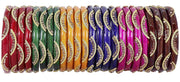 NMII Stylish MultiColour Glass Kada Set For Women & Girls with Golden Zircon Stone & Beads | Bangles For Women Glass | Kada For Women | Colourful Bangles for Women | Glass Bangles Combo- Set of 24
