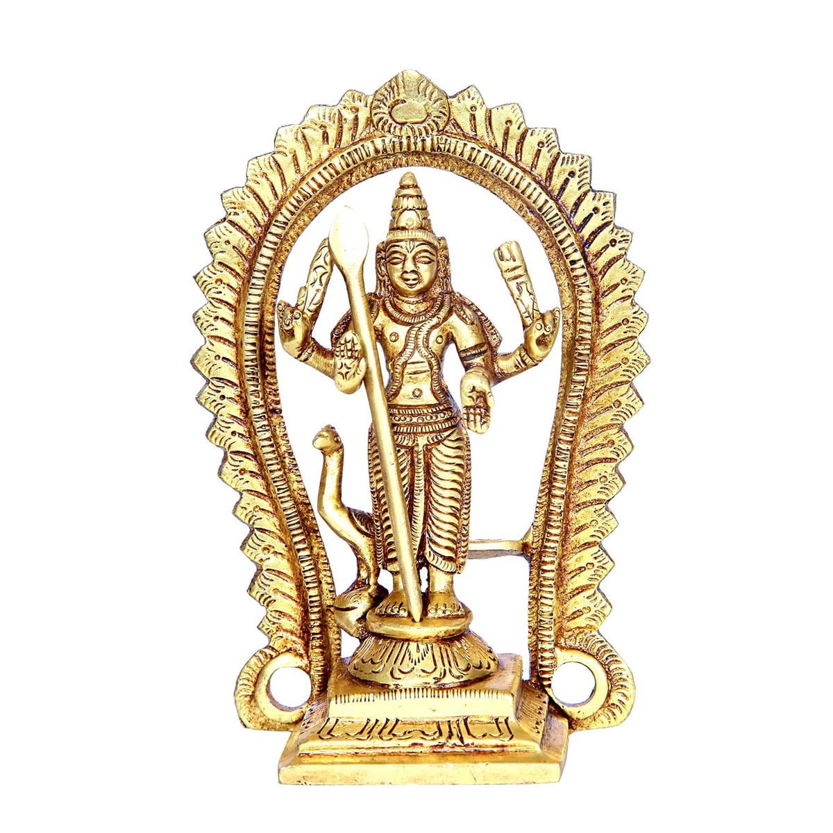 Aalayam Selveer Murugan Idol | Murugar Statue | Kumaraswamy Idol Brass | Lord Kartikeya Idol | Subrahmanya Swami Idol 12.5cm Height Brass Gold Colour 1 Piece