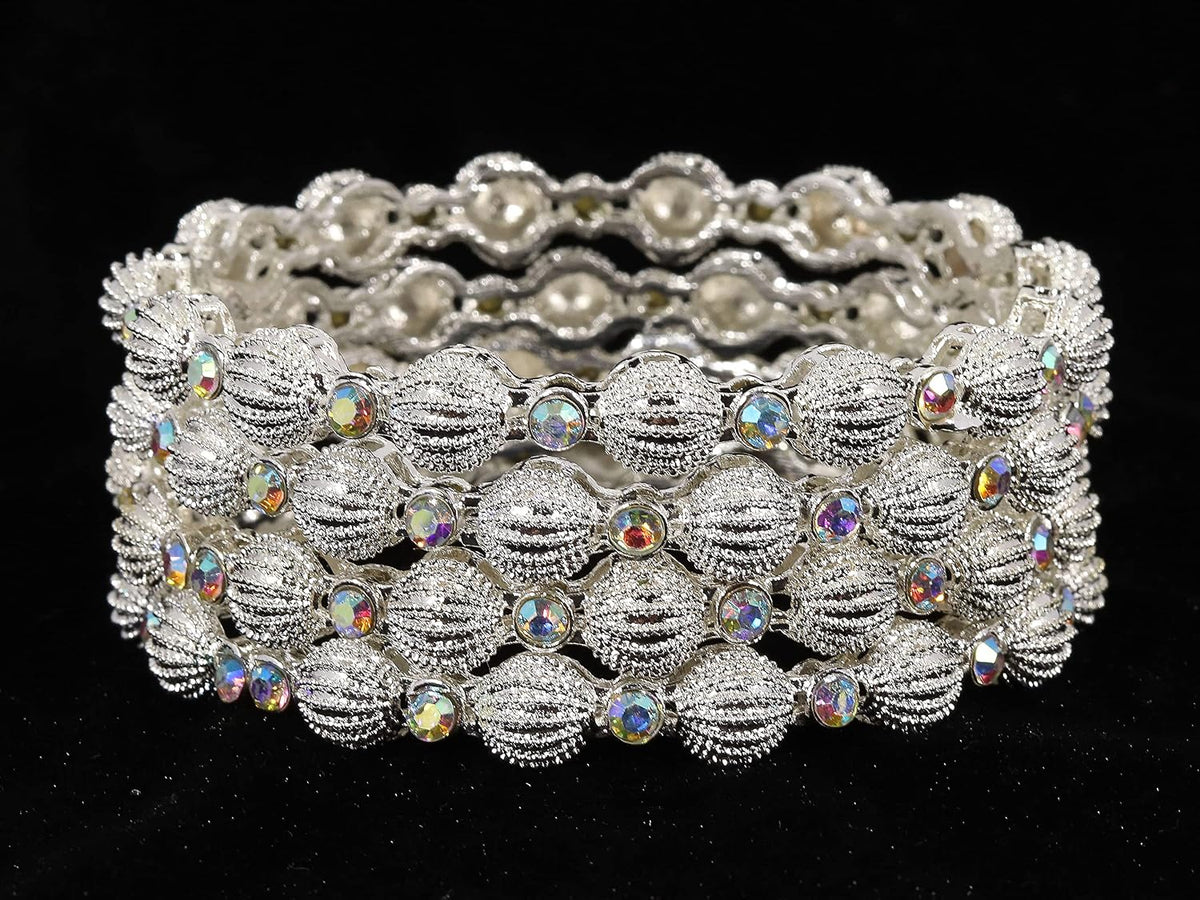 NMII Metal with Zircon Gemstone Kada Set For Women and Girls