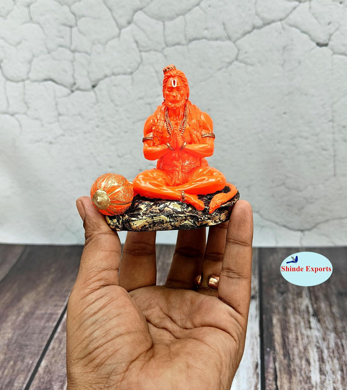 SHINDE EXPORTS Small Size Marble Hanuman Idol murti for car Dashboard Home puja (Orange)