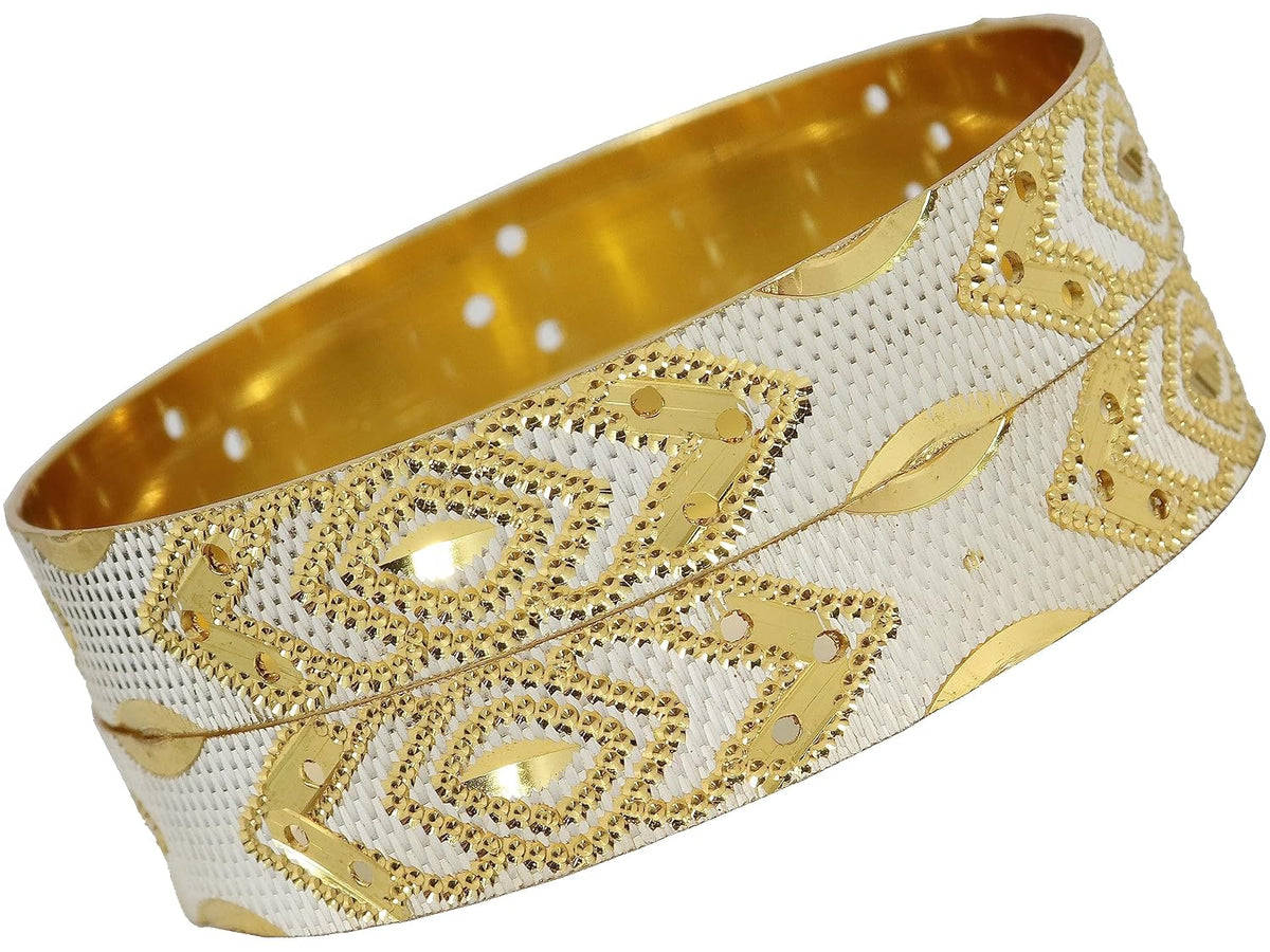 NMII Brass Gold Plated Bangles Set For Women's & Girls (Pack of 2)