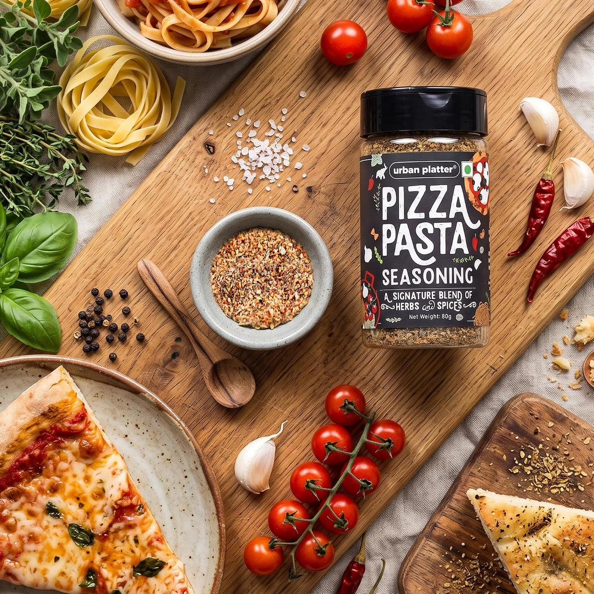 Urban Platter Pizza Pasta Seasoning, 80g (Signature Italian-Style Seasoning | Multipurpose Herb & Spice Blend | MSG-Free)