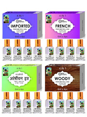 Parag fragrances Unisex Natural, Pure & Long Lasting Liquid Sandalwood Scented Attar Gift Set (Sandal 4 In 1),6 Ml