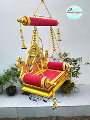 SHINDE EXPORTS Wooden Jhula for laddu Gopal Lord Thakur Pooja god singhasan (11 inch)