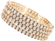 NMII Alloy Metal with Zircon Gemstone and Pearls Adorned Bangles Set For Girls and Women