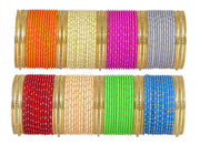 NMII Non-Precious Metal Base Metal with Zircon Gemstone Studded worked Or Polka Dots Glossy Finished Bangle Set For Women and Girls