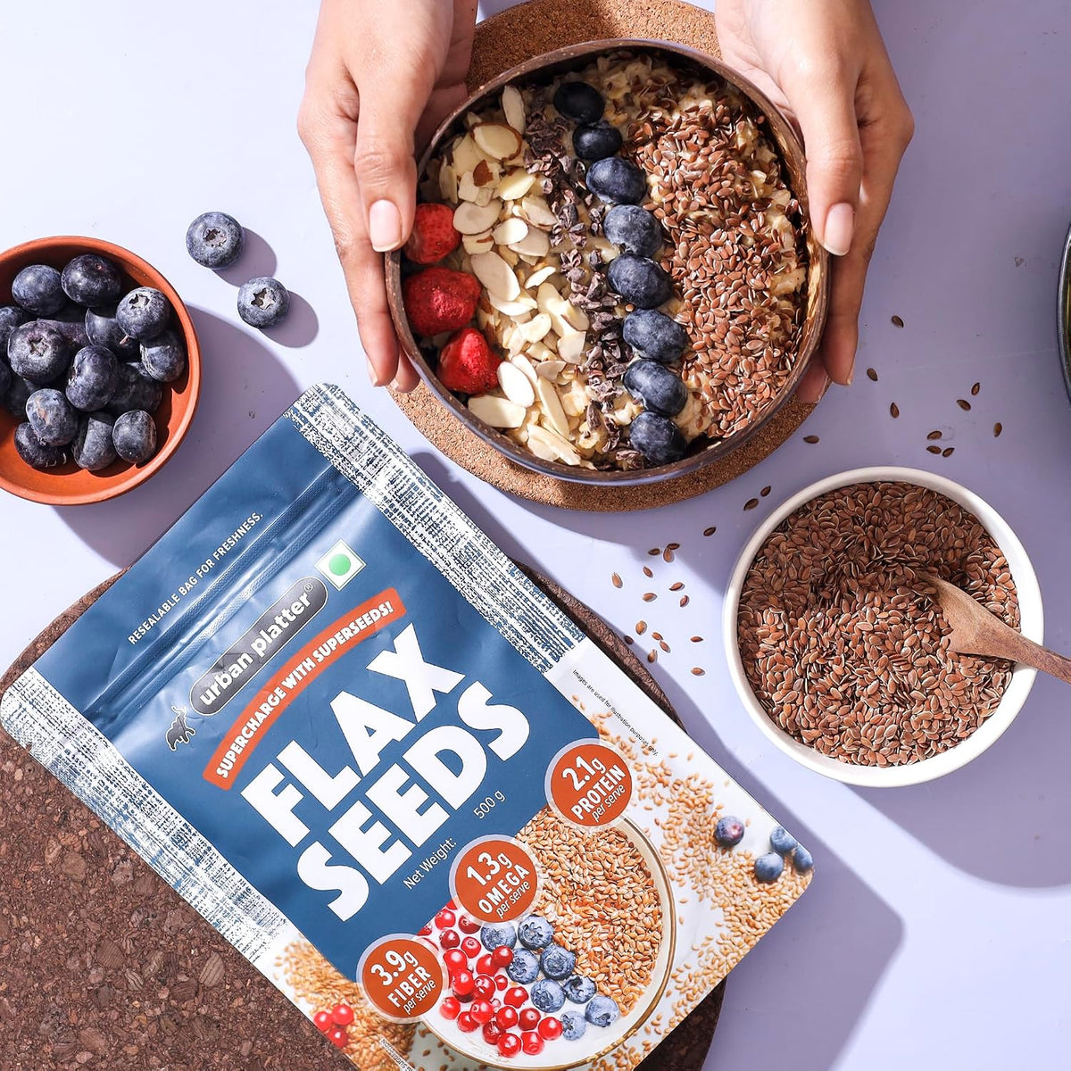 Urban Platter Flax Seeds, 500g x 2 (Alsi | Heart-Healthy | Protein and Fiber Rich | Use in salads | After meal Digestive)