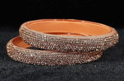 NMII Glass with Zircon Gemstone and Glitter Kada Set For Women and Girls
