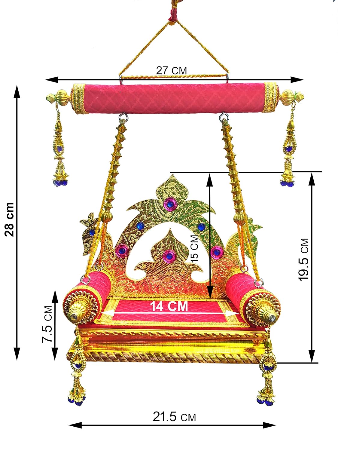 SHINDE EXPORTS Wooden Jhula for laddu Gopal Lord Thakur Pooja god singhasan (11 inch)