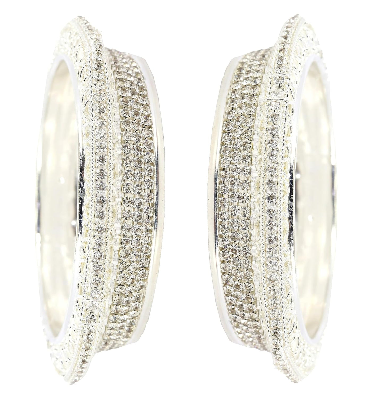 NMII Alloy Metal Gold Plated Bangles Set For Women & Girls Studded Zircon Stone | Stylish Diamond Bangles | Women's bangles | Metal Bangles- (Pack of 2)