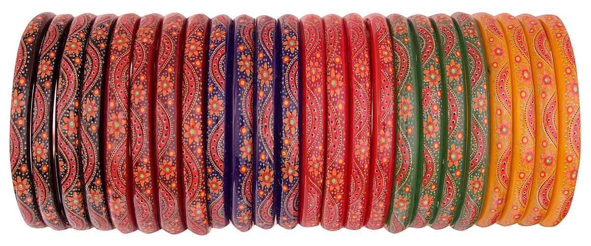 NMII Multicolour Glass Kada Set For Women and Girls with Sleek Finish & Abstract Design | Glass Bangles For Women | Kada For Girls Daily/Party/Office | Fashion Jewellery