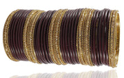 NMII Glass With Zircon Gemstone Studded Worked and Ball Chain Or Plane Gloosy Finished Bangles Set For Women and Girls