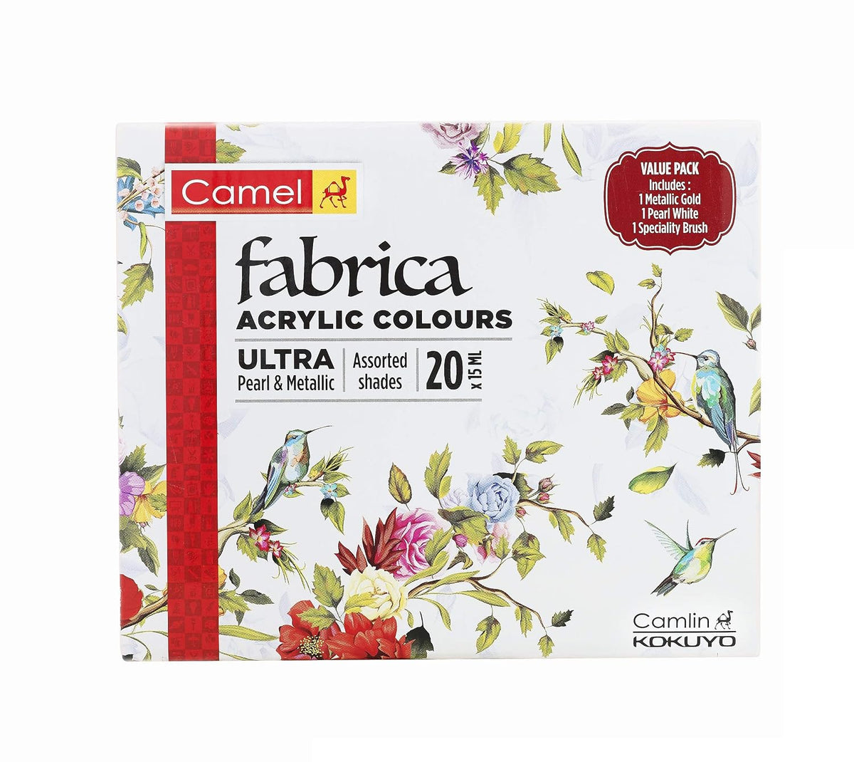 Camel Camlin Kokuyo Oil Pastel (50 Shades) Fabrica Acrylic Ultra Pearl and Metallic Colour Set - Pack of 20 (White)