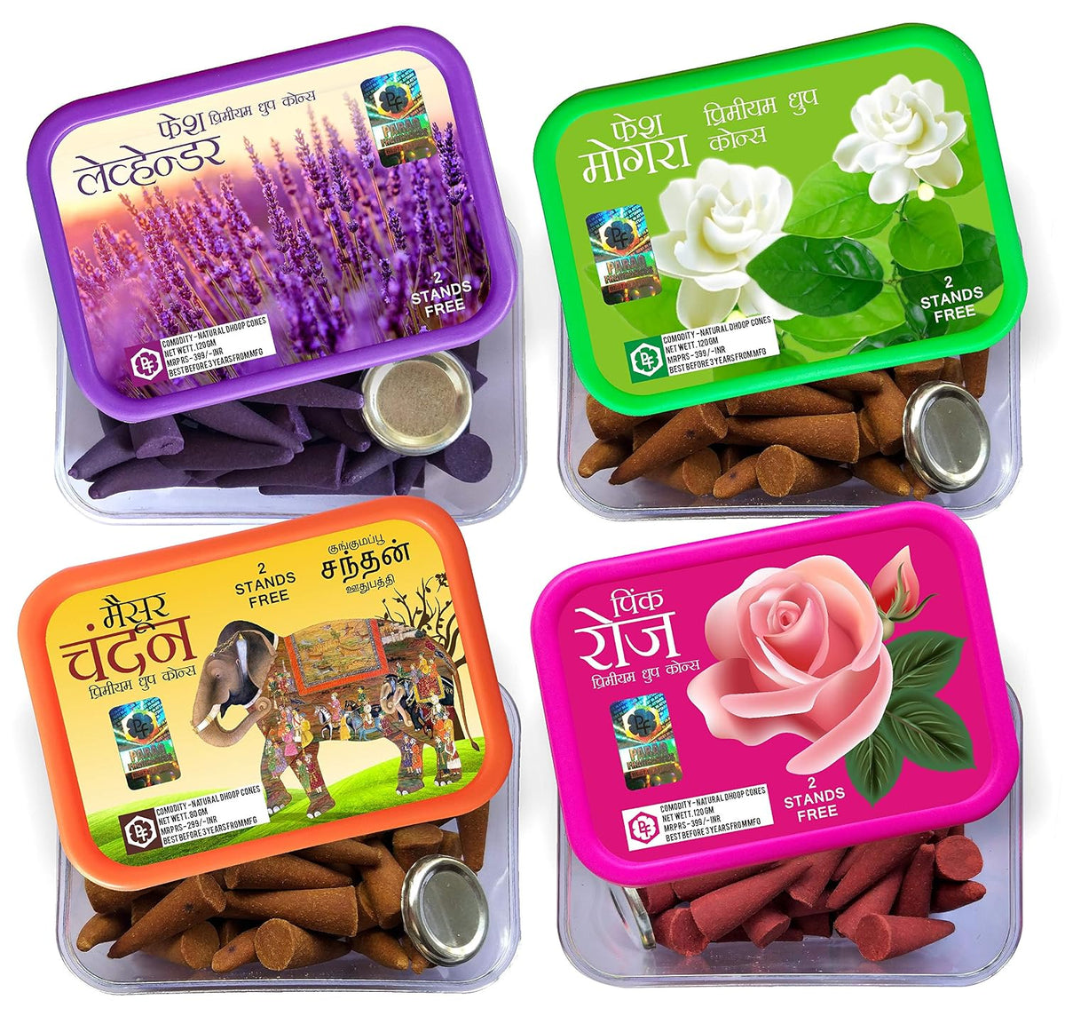 Parag Fragrances Natural Fragrance Dhoop Cones for Home Fragrance and Worship (Rose & Mogra Cones)