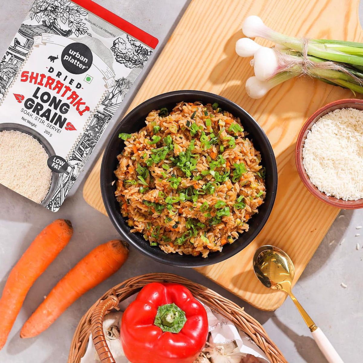 Urban Platter Dried Shirataki Rice, 200g (Konjac-Based Rice Alternative | Quick Preparation | For Fried Rice, Pulao & Rice Bowls)