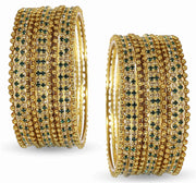 NMII Non-Precious Metal With Base Metal And Zircon Gemstone Studded Ballchain Linked Glossy Finished Bangle Set For women and Girls