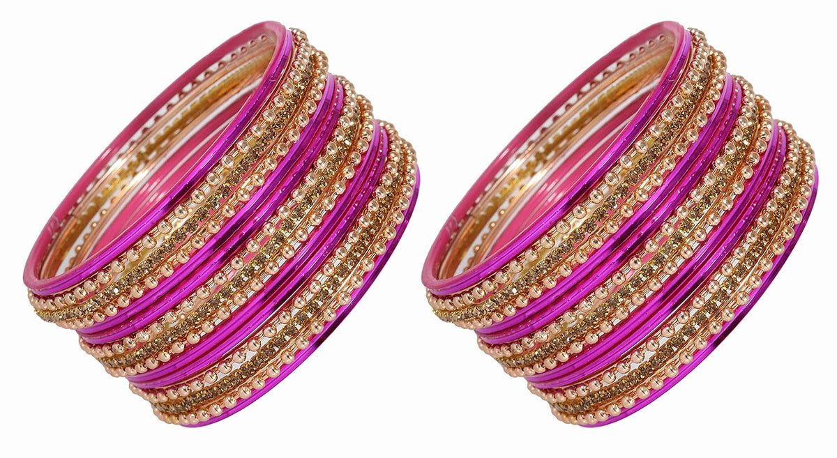 NMII Non-Precious Metal Base Metal With Zircon Gemstone and Linked With Ball Chain and Plane Bangles Set For Women and Girls