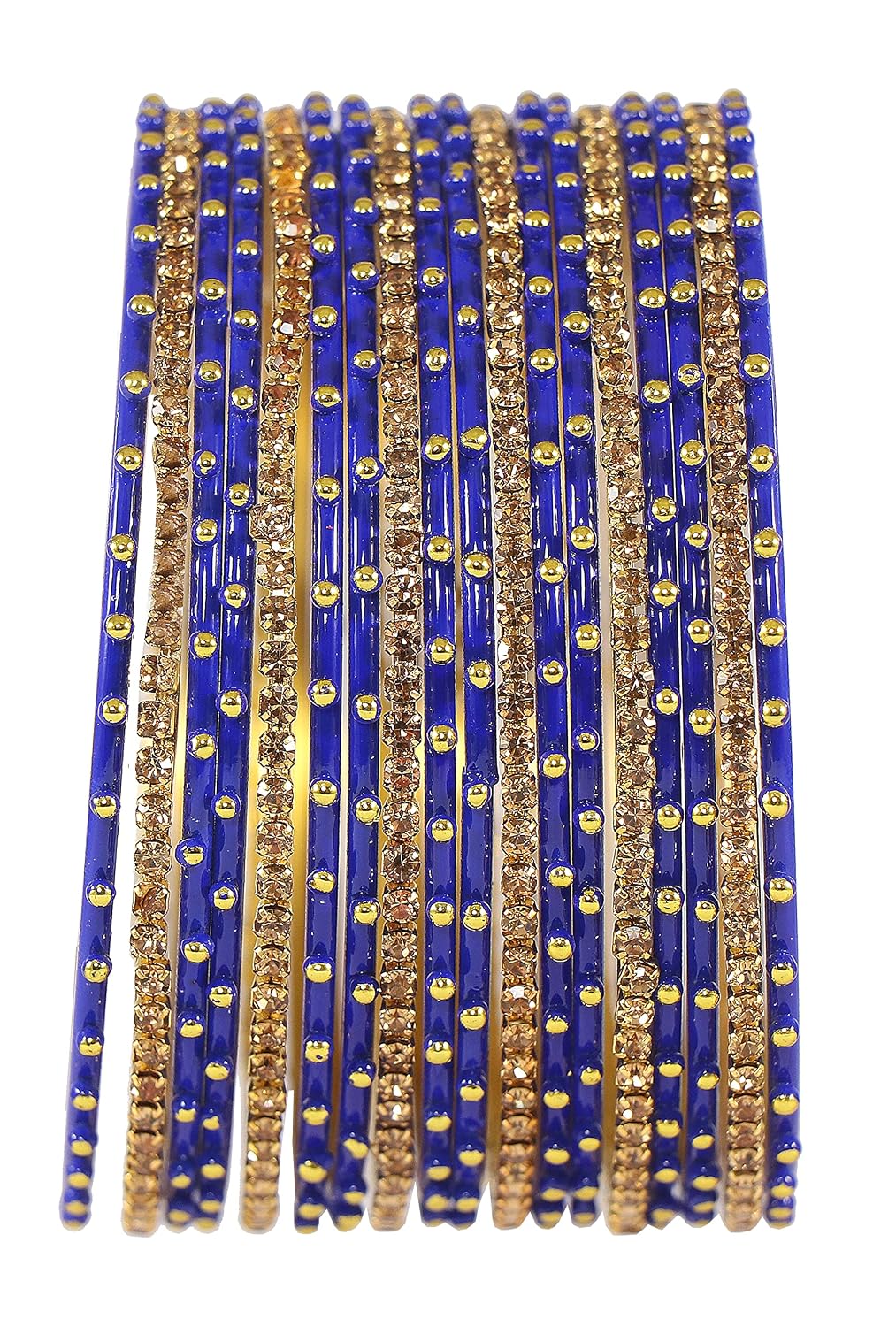 NMII Non-Precious Metal Base Metal Studded with Zircon Gemstone and Linked with Ball Stone Glossy Finished Bangle Set For Women and Girls