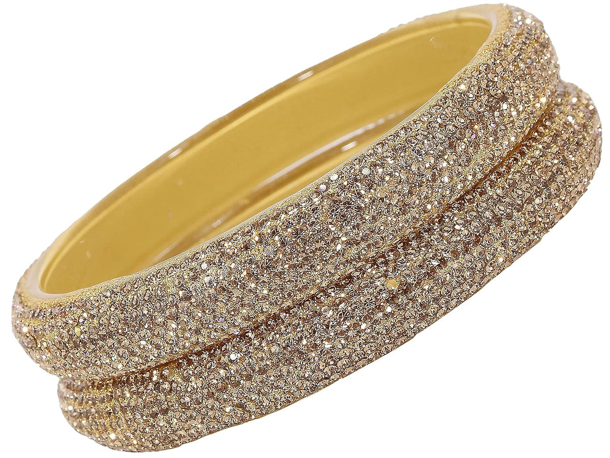 NMII Glass with Zircon Gemstone and Glitter Kada Set For Women and Girls